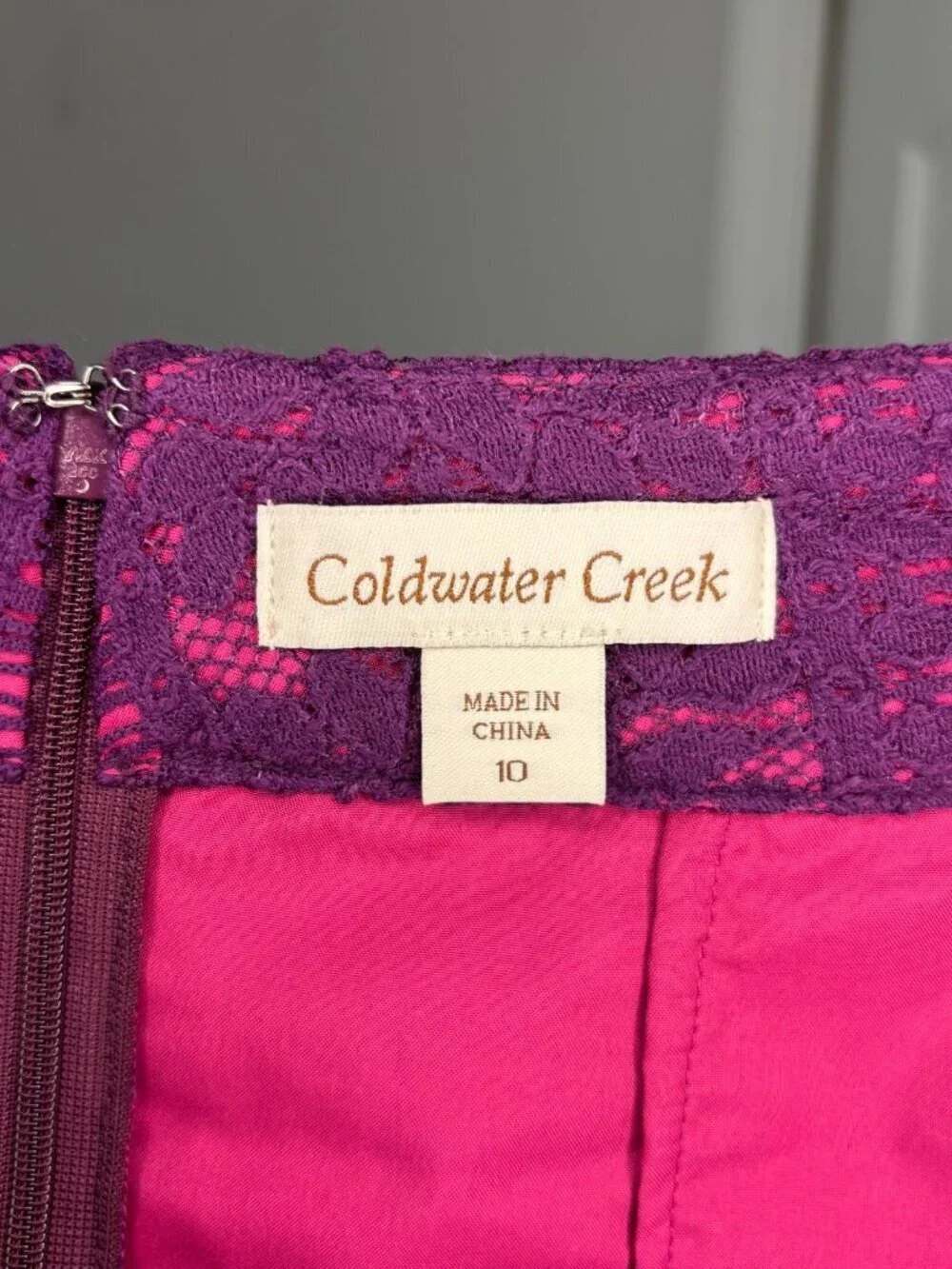 COLDWATER CREEK Pencil Skirt Womens 10 Pink Purple Lace Midi Office Professional